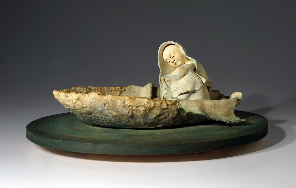 tenyoh ceramic little buddha peaceful boat